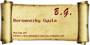 Borsenszky Gyula névjegykártya